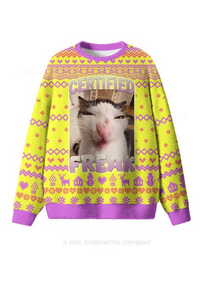Certified Freak Y2K Christmas Knit Sweatshirt Cherrykitten