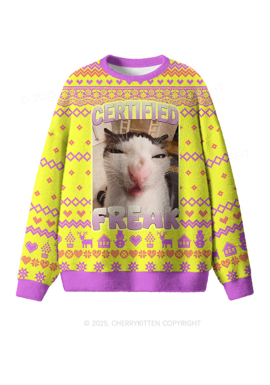 Certified Freak Y2K Christmas Knit Sweatshirt Cherrykitten