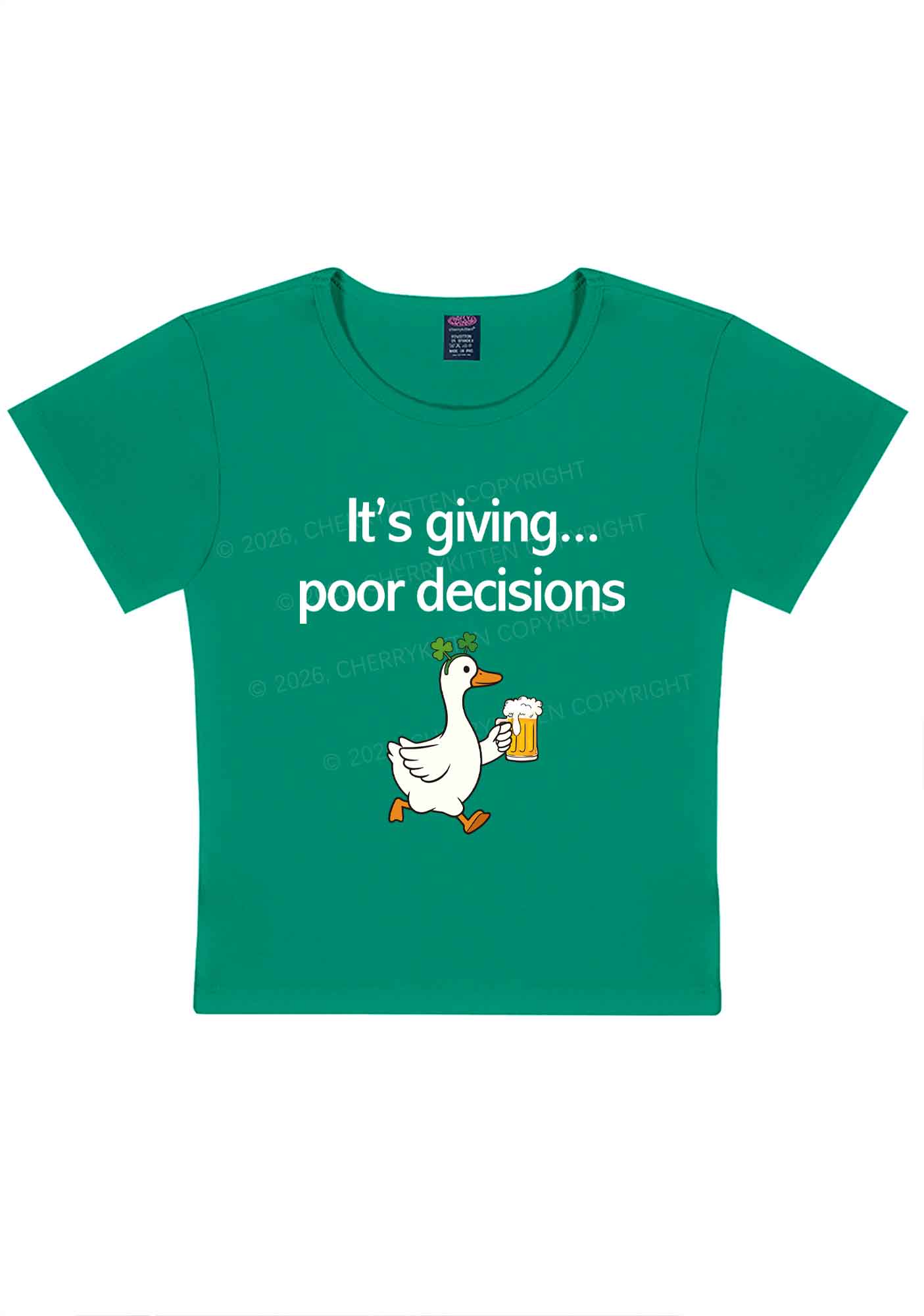 Its Giving Poor Decisions St Patricks Y2K Baby Tee Cherrykitten