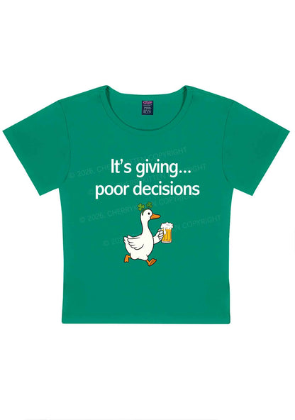 Its Giving Poor Decisions St Patricks Y2K Baby Tee Cherrykitten