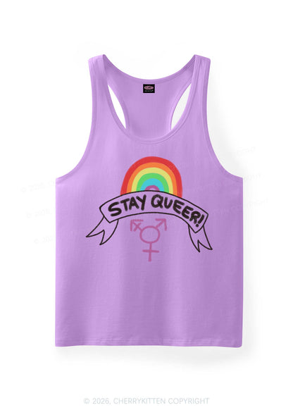 Stay Queer Pride Y2K Men Racerback Tank Top Cherrykitten