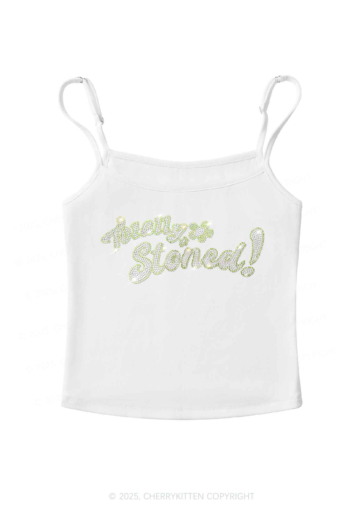 Rhinestone Totally Stoned Y2K Spaghetti Strap Cami Cherrykitten