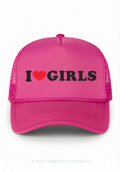 I Love Girls Pride Y2K Trucker Hat Cherrykitten
