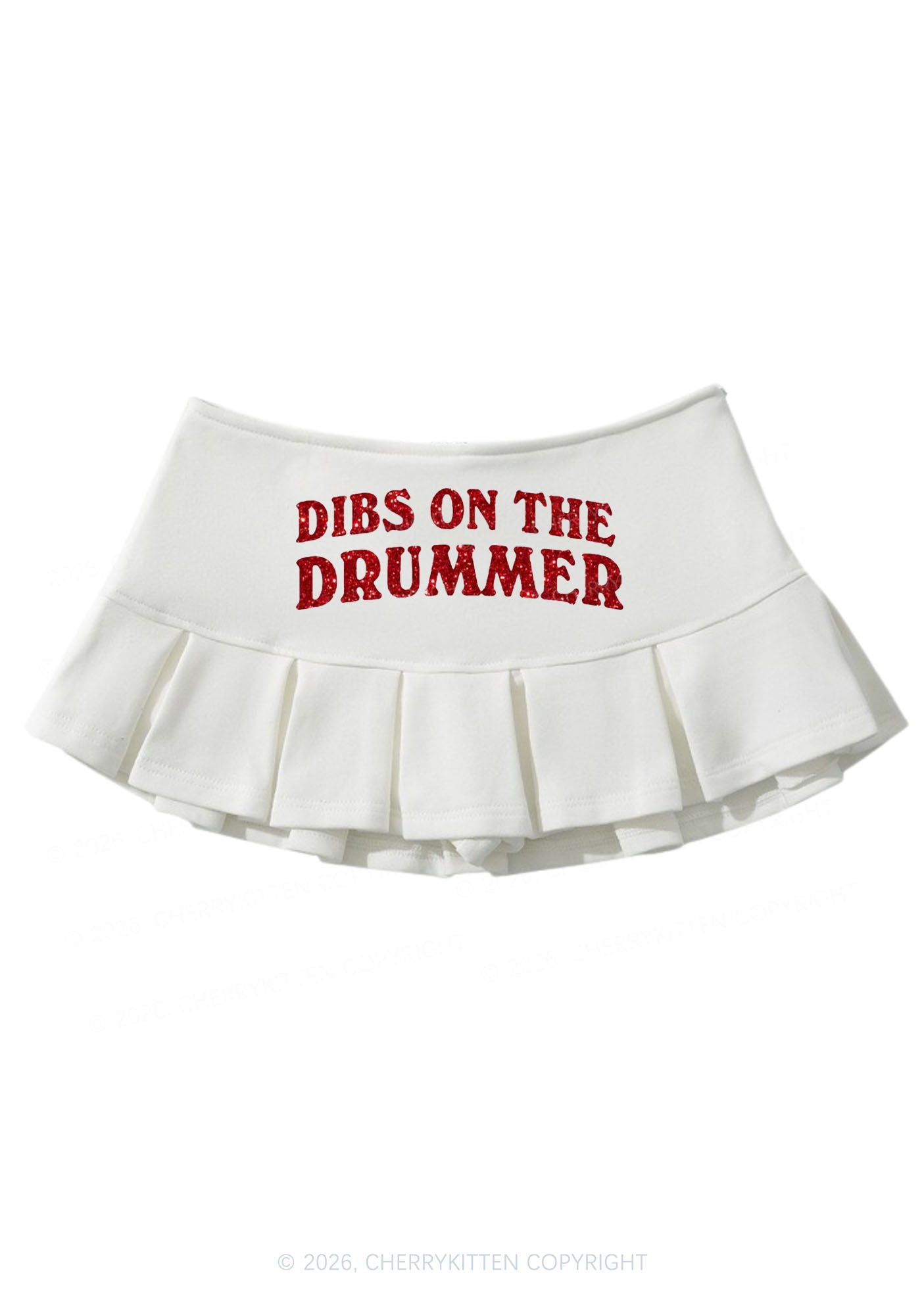 Glitter Dibs On The Drummer Y2K Mini Pleated Skirts Cherrykitten