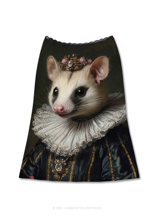 Royal Possum Y2K Print Midi Skirt Cherrykitten