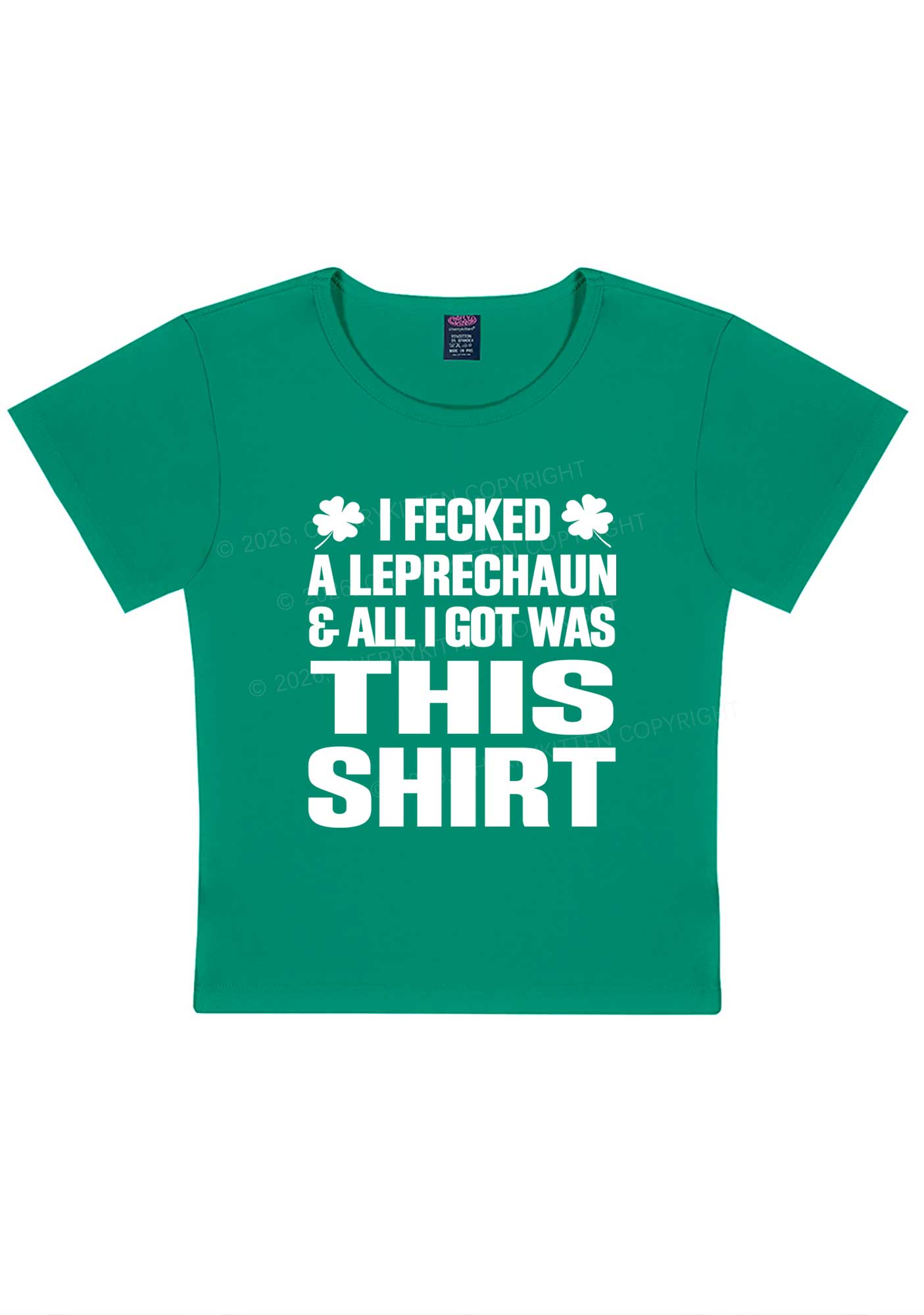 I Fecked A Leprechaun St Patricks Y2K Baby Tee Cherrykitten
