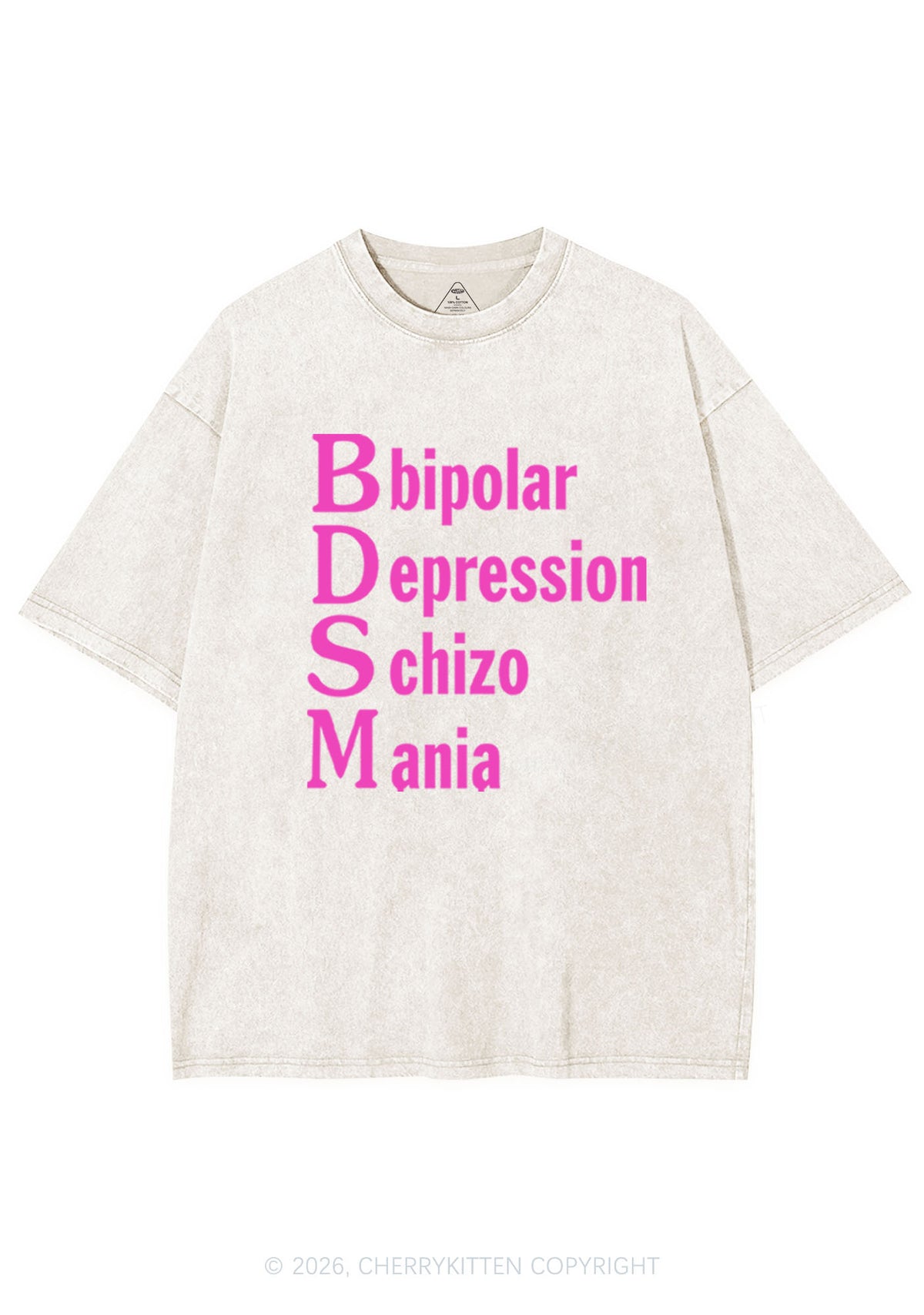 Bipolar Depression Schizo Mania Y2K Shirts Washed Tee Cherrykitten