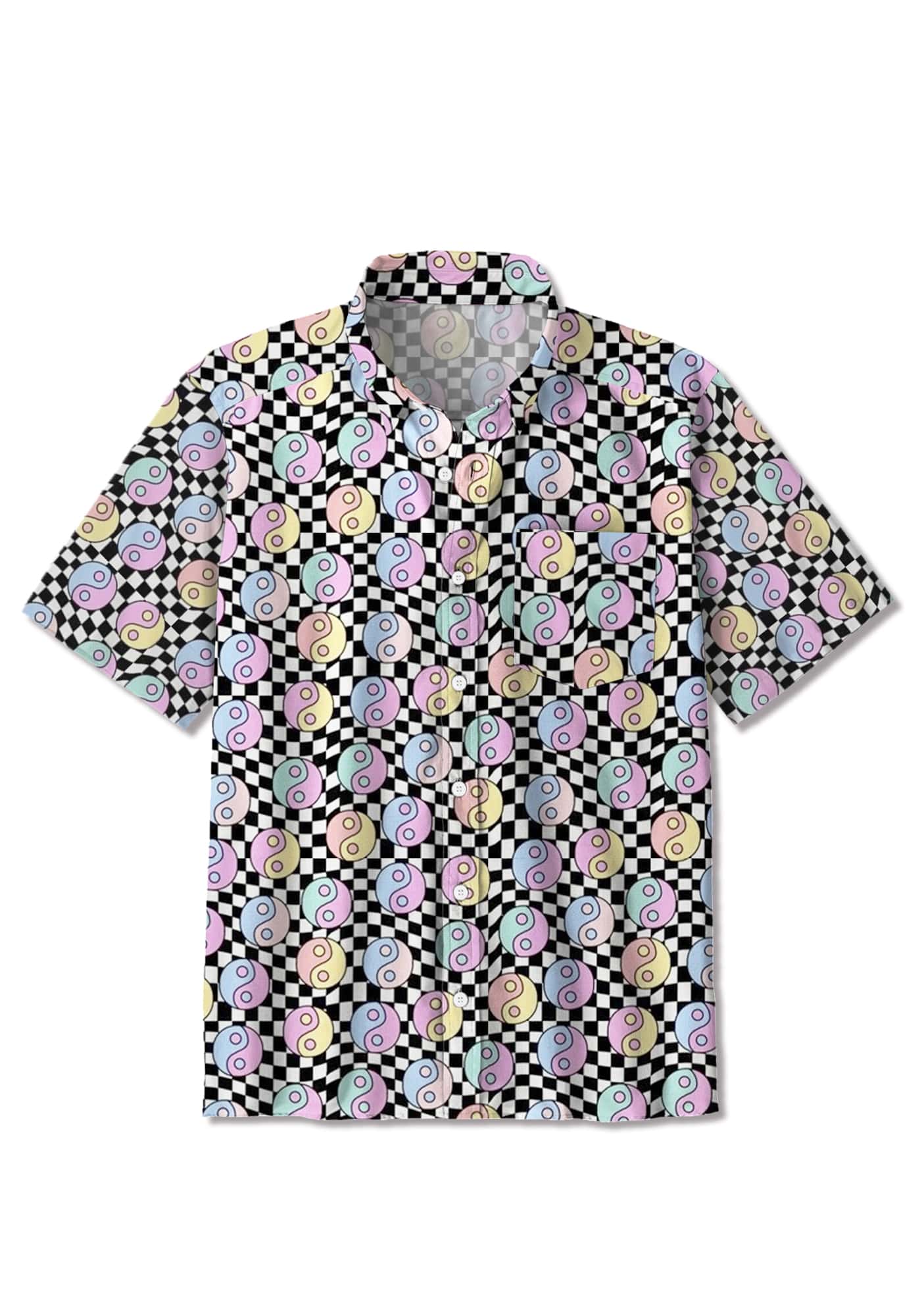 Ying Yang Checkerboard Print Shirts