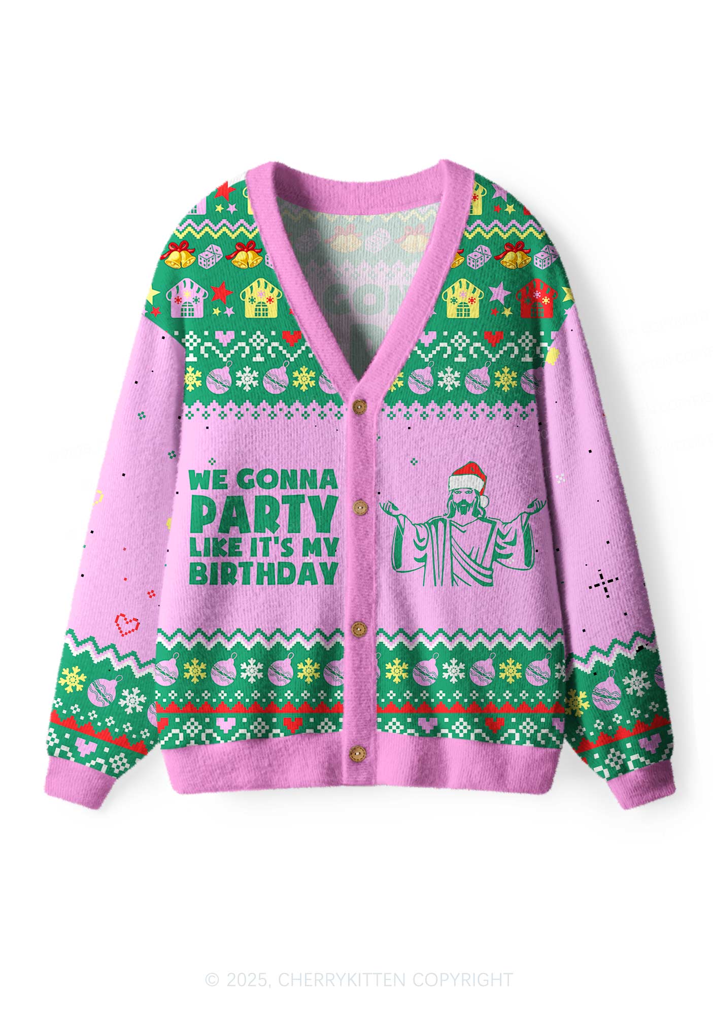 We Gonna Party Y2K Christmas Cardigan Knit Sweatshirt Cherrykitten