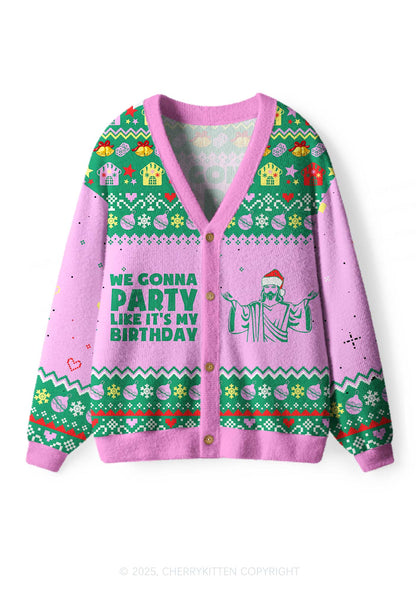 We Gonna Party Y2K Christmas Cardigan Knit Sweatshirt Cherrykitten