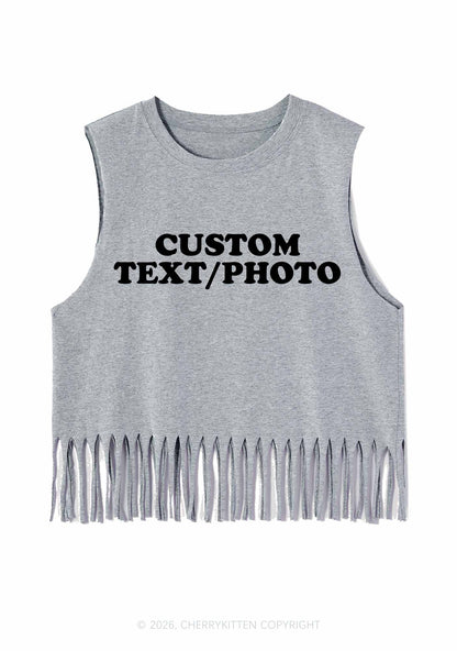 Custom Personalized Text Y2K Fringe Tank Top Cherrykitten