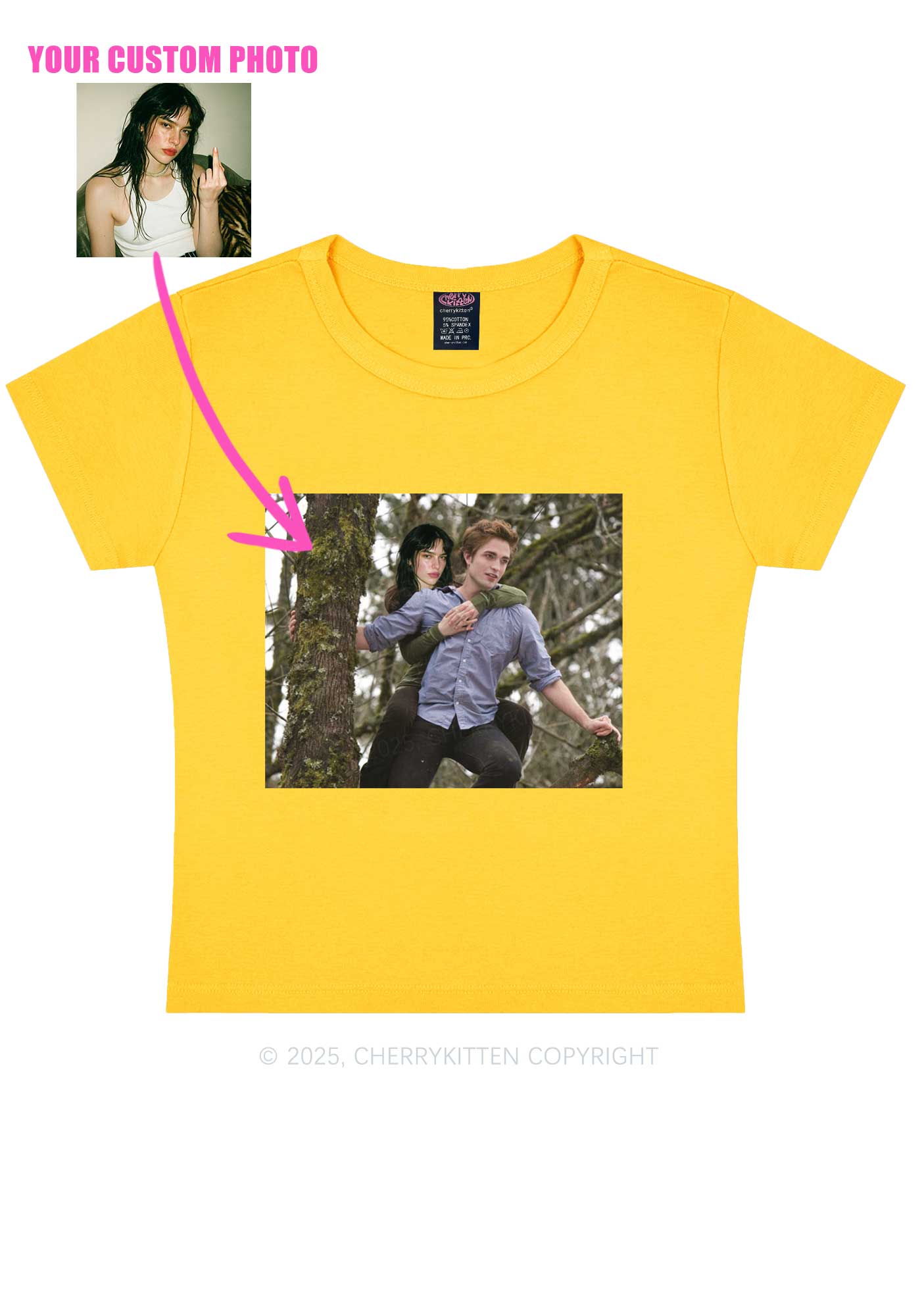 Custom Face Y2K Baby Tee Cherrykitten