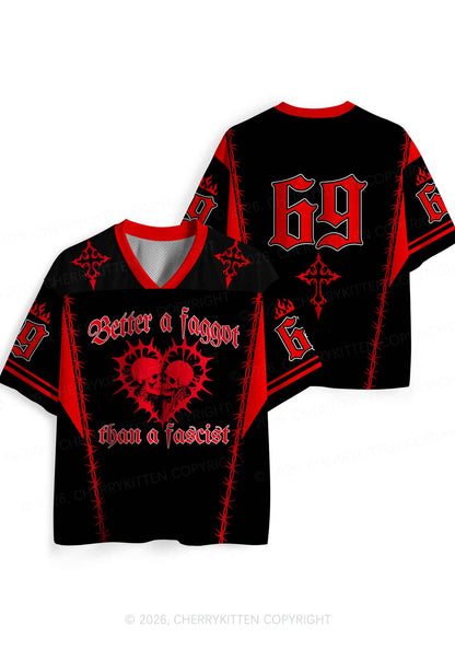 Red Better A Faggot Than A Fascist Pride Y2K Sport Jersey Shirts Cherrykitten