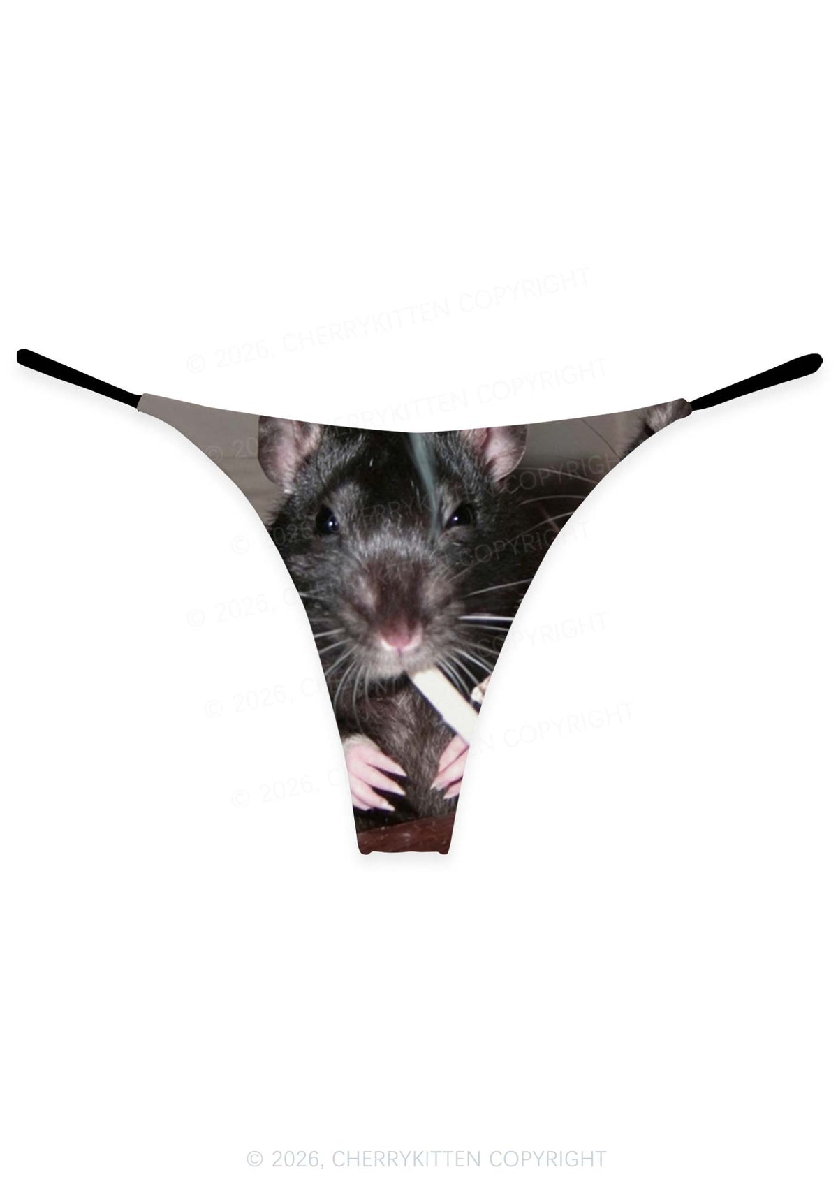 Smoking Rats Y2K Print Bikini String Thong Cherrykitten