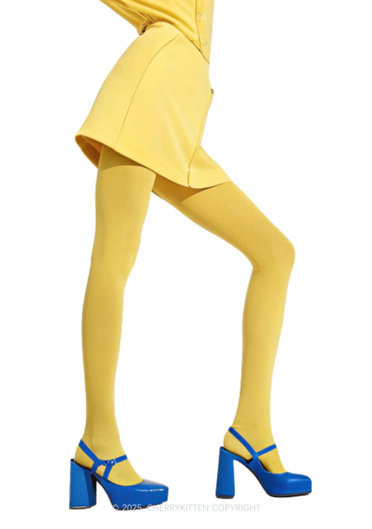 Yellow Pantyhose Y2K Tights Cherrykitten