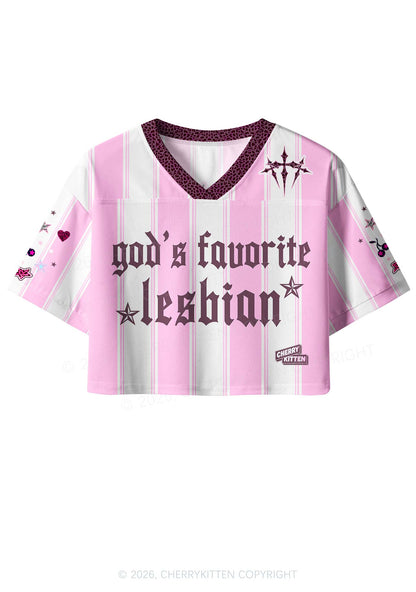 Gods Favorite Lesbian Pride Y2K Crop Sport Jersey Shirts Cherrykitten