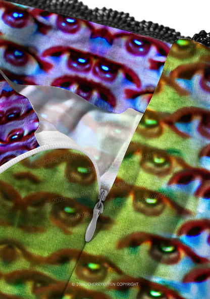 Halloween Spectrum Eyes Y2K Print Midi Skirt Cherrykitten
