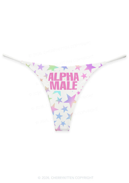 Pastel Star Alpha Male Y2K Print Bikini String Thong Cherrykitten