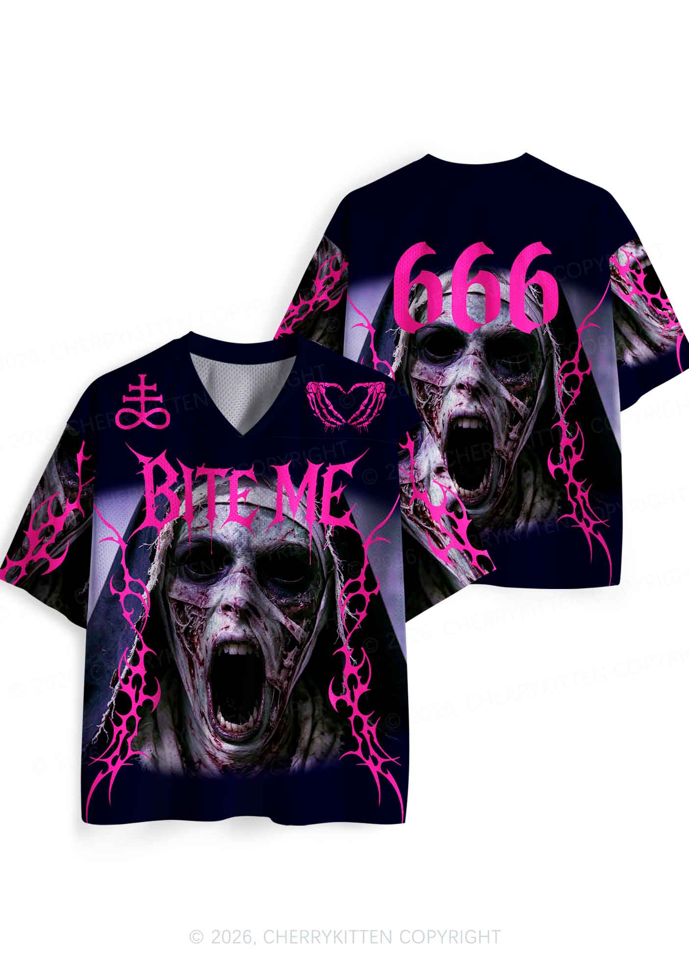 Halloween Bite Me Nun Y2K Sport Jersey Shirts Cherrykitten
