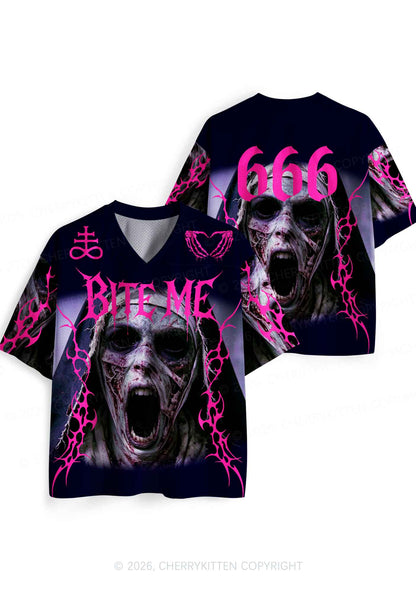 Halloween Bite Me Nun Y2K Sport Jersey Shirts Cherrykitten