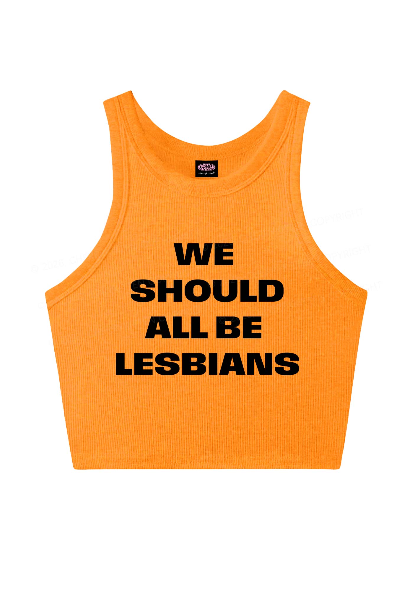 We Should All Be Lesbians Pride Y2K Crop Tank Top Cherrykitten