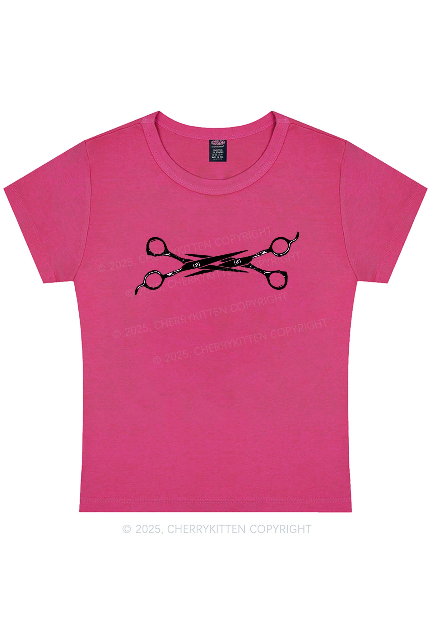 Curvy Pink Scissor Pride Y2K Baby Tee Cherrykitten