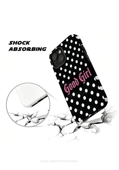 Good Girl White Dots On Black Y2K Phone Case Cherrykitten