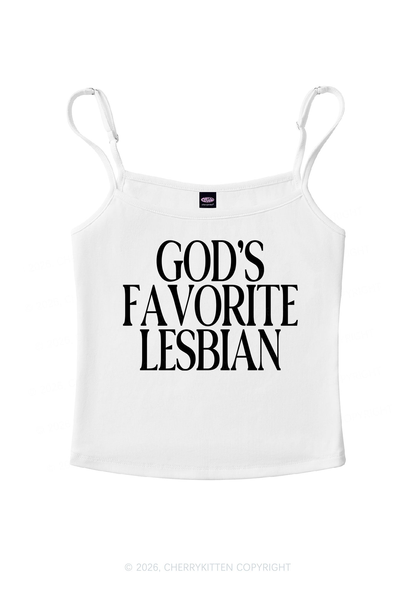 Gods Favorite Lesbian Pride Y2K Spaghetti Strap Cami Cherrykitten