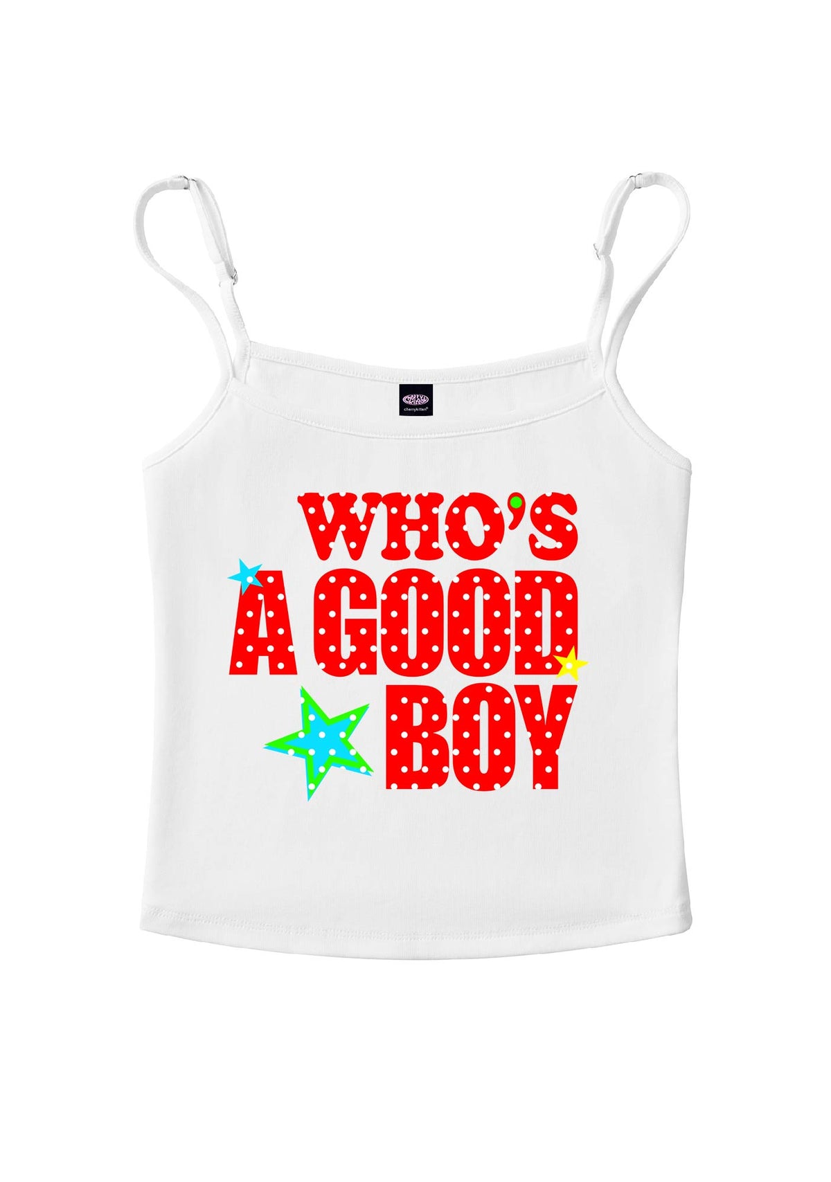 Whos A Good Boy Polka Dots Y2K Spaghetti Strap Cami Cherrykitten