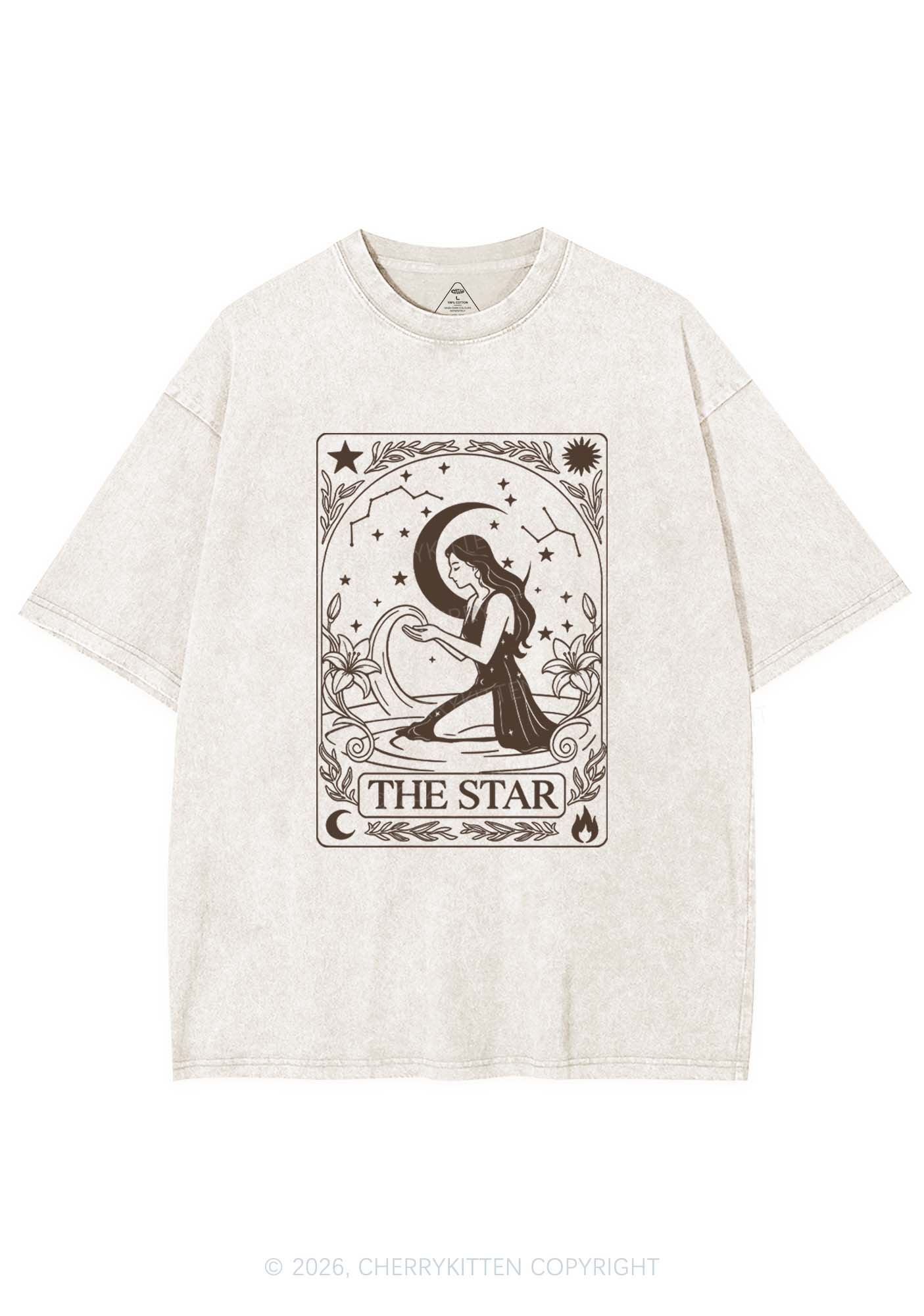 Halloween The Star Kneeling Woman Y2K Shirts Washed Tee Cherrykitten