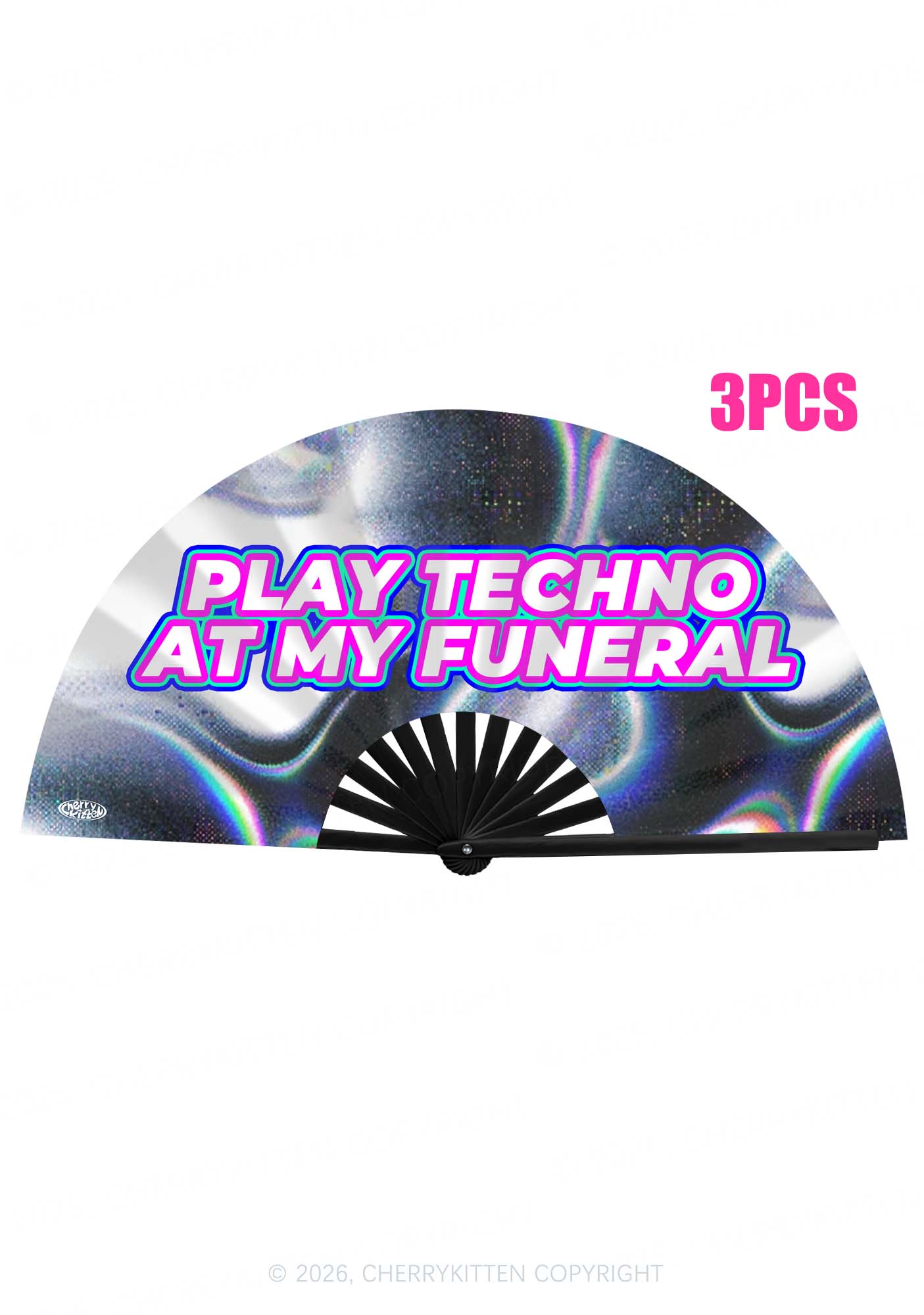 Play Techno At My Funeral Y2K Rave Hand Fan Cherrykitten