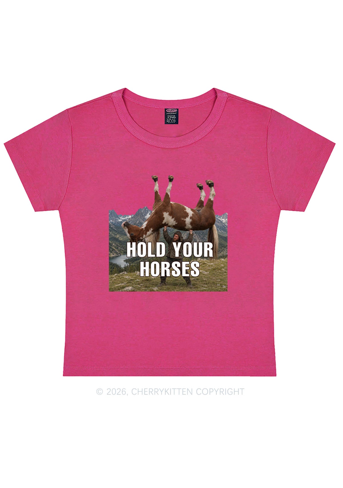 Man Hold Your Horses Y2K Baby Tee Cherrykitten