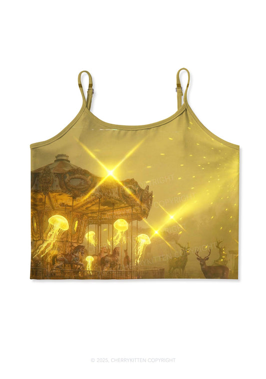 Golden Carousel Jellyfish Y2K Print Cami Crop Top Cherrykitten