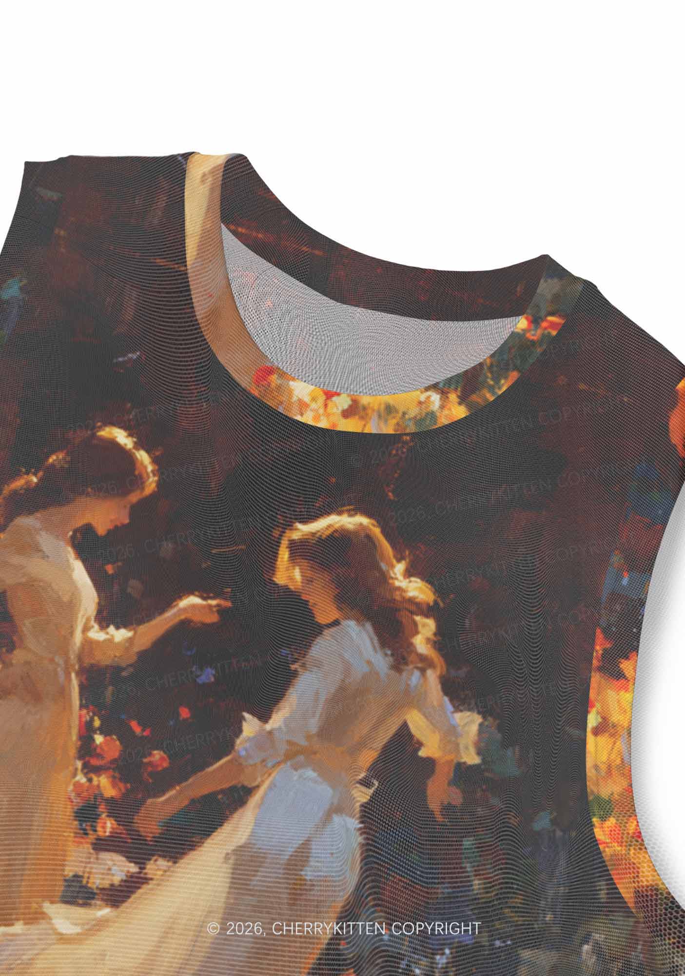 Dancing In Garden Pride Y2K Mesh Muscle Tank Cherrykitten