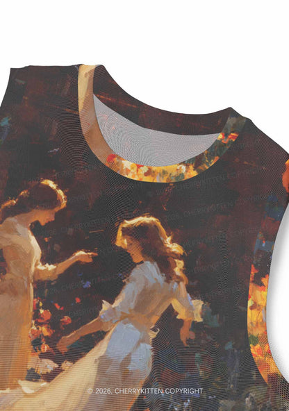 Dancing In Garden Pride Y2K Mesh Muscle Tank Cherrykitten