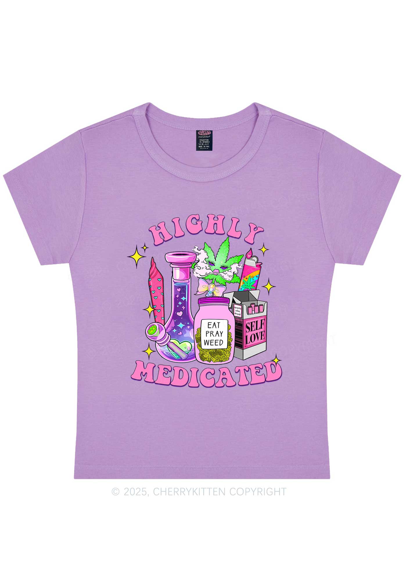 Highly Medicated Y2K Baby Tee Cherrykitten