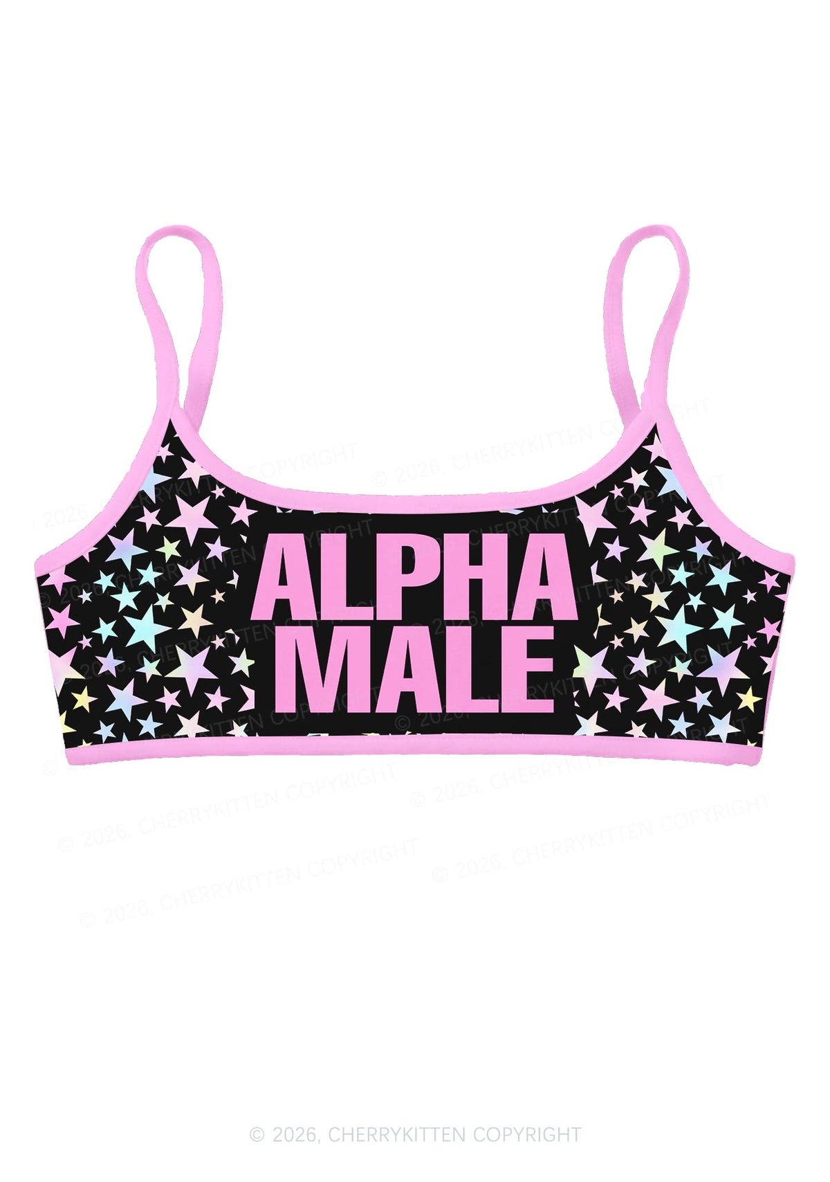 Black Alpha Male Pride Y2K Print Super Crop Cami Cherrykitten