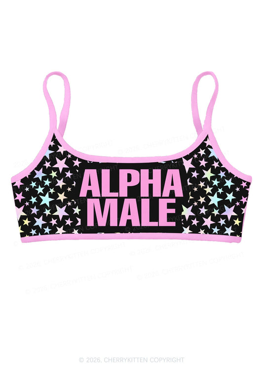 Black Alpha Male Pride Y2K Print Super Crop Cami Cherrykitten