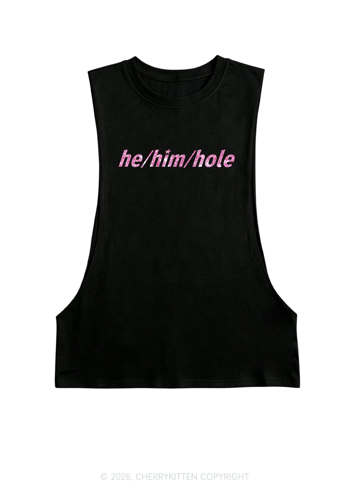 Glitter He Him Hole Pride Y2K Men Muscle Side Cutoff Tank Top Cherrykitten