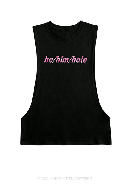 Glitter He Him Hole Pride Y2K Men Muscle Side Cutoff Tank Top Cherrykitten