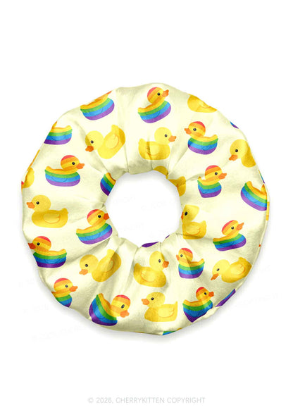 Rainbow Ducks Pride Y2K Hair Scrunchie Cherrykitten