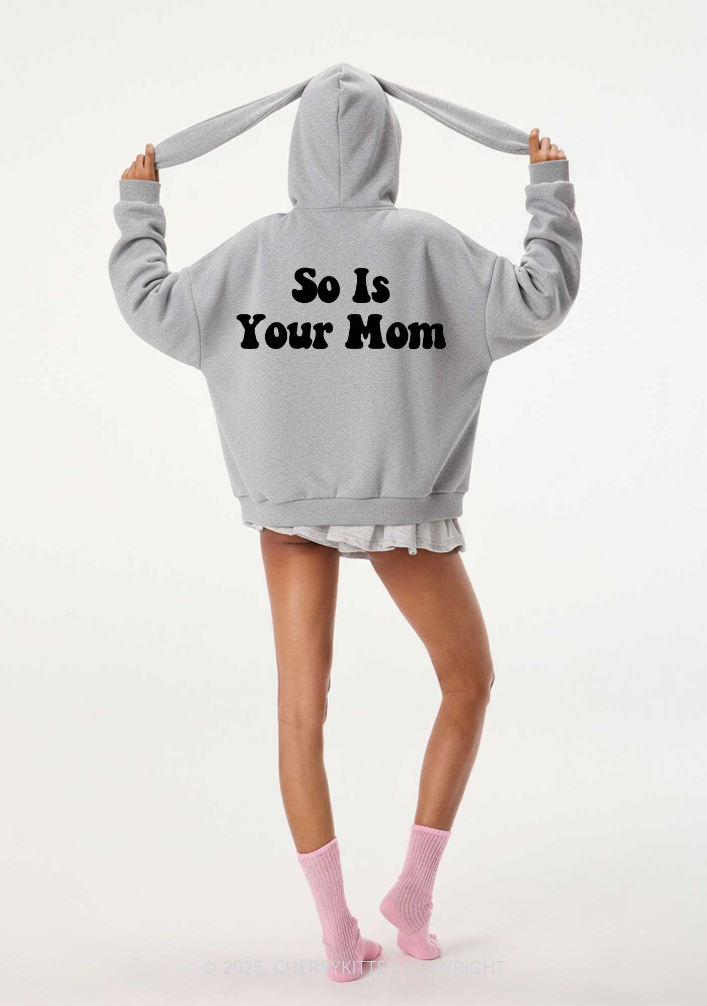 So Is Your Mom Y2K Bunny Ear Zip Hoodie Cherrykitten