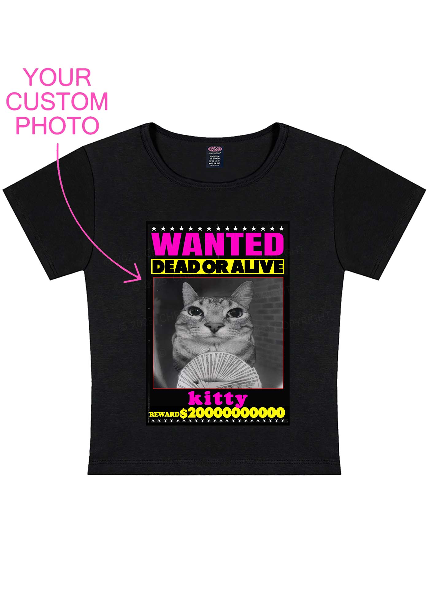 Custom Wanted Kitten Y2K Baby Tee Cherrykitten