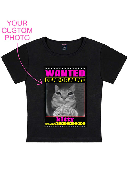 Custom Wanted Kitten Y2K Baby Tee Cherrykitten