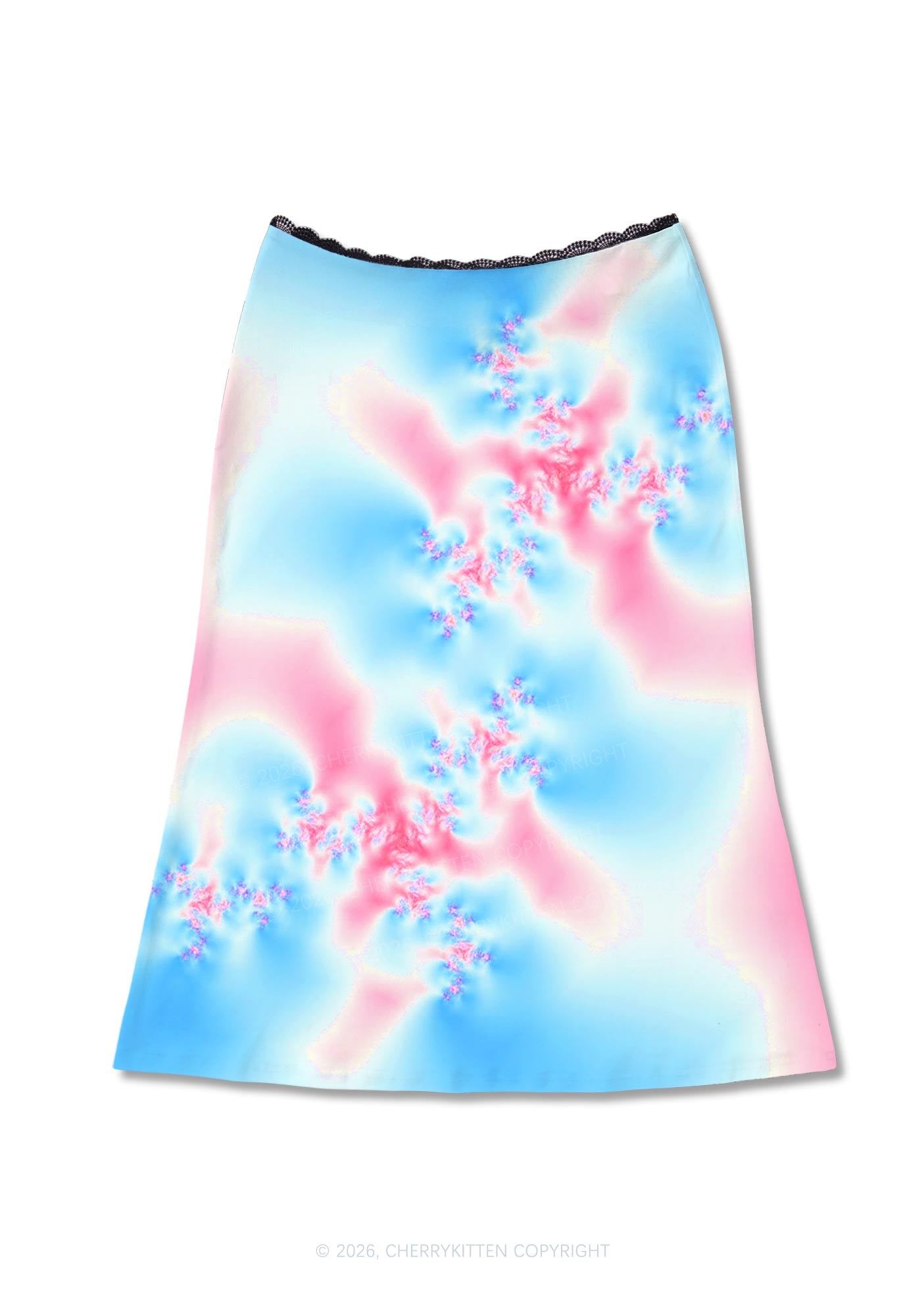 Trans Thermal Pride Y2K Print Midi Skirt Cherrykitten