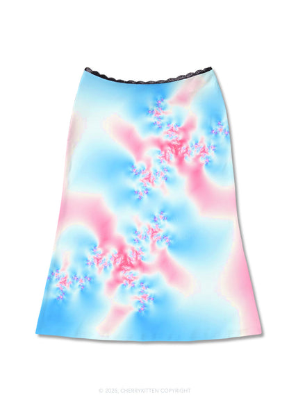 Trans Thermal Pride Y2K Print Midi Skirt Cherrykitten
