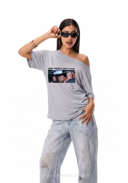 Make America Great Again Y2K Off Shoulder Tee Cherrykitten