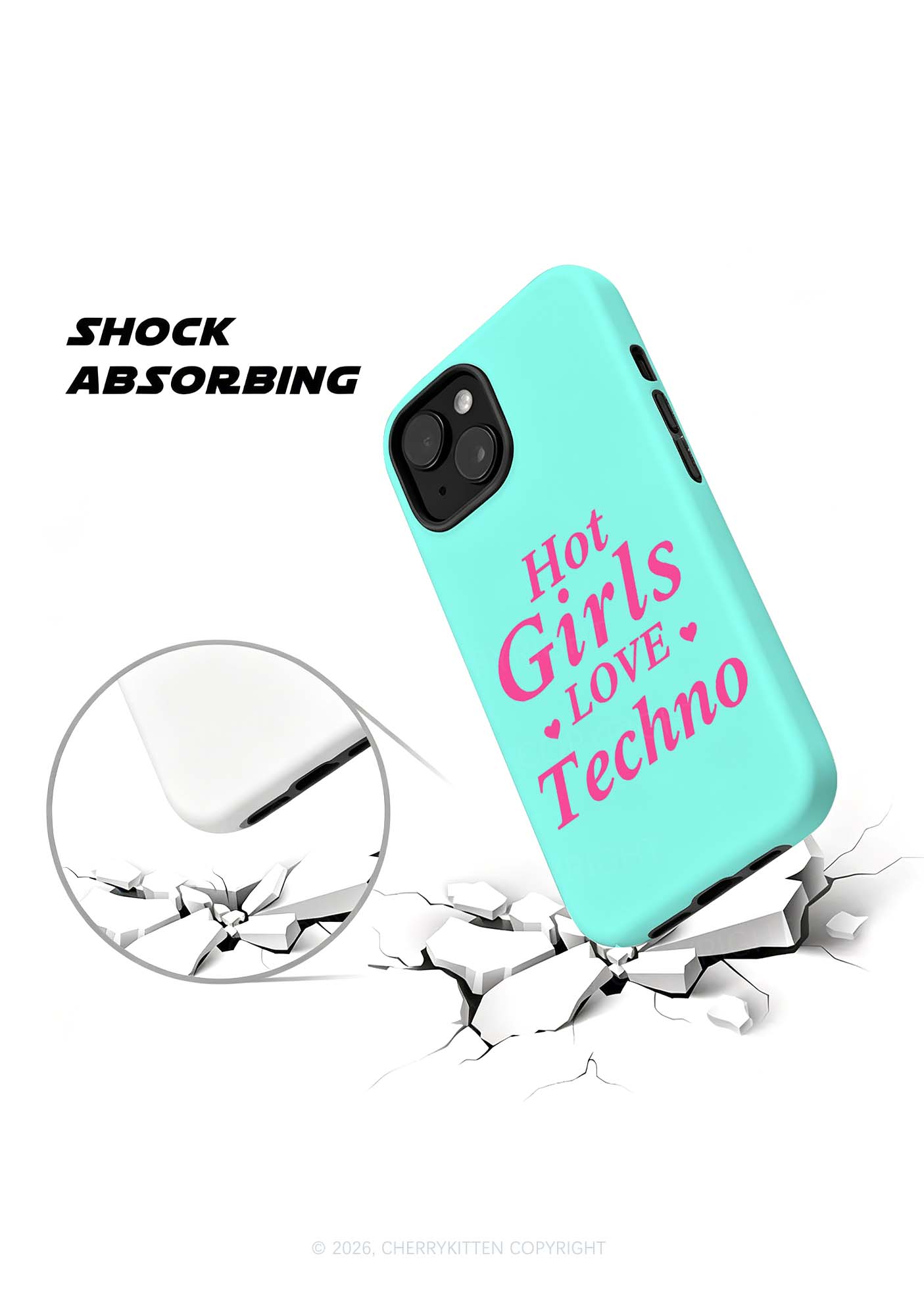 Hot Girls Love Techno Y2K Phone Case Cherrykitten