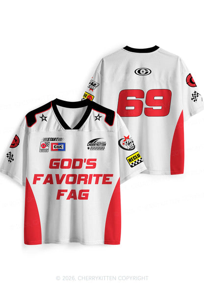 Red Gods Favorite Fag Pride Y2K Sport Jersey Shirts Cherrykitten