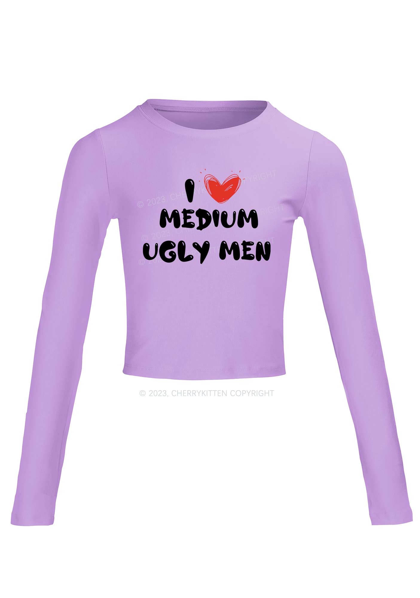 I Love Medium Long Sleeve Crop Top Cherrykitten